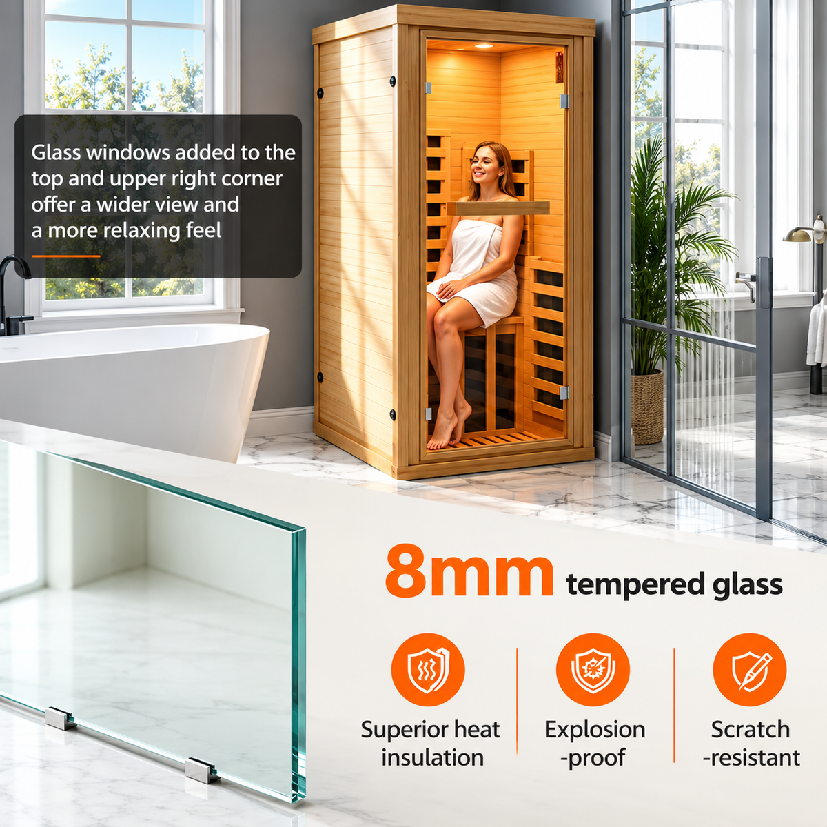 Halo Senses 1-2 Person Indoor Infrared Sauna – Premium Wooden Home Sauna with Glass Door